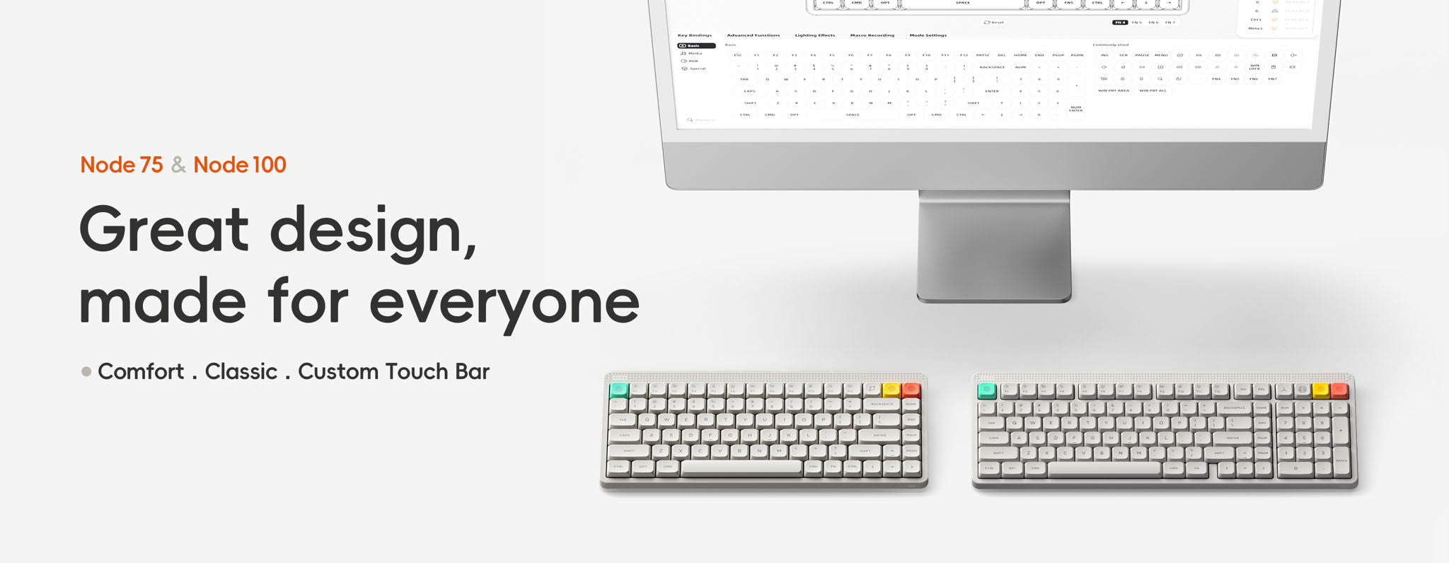 Clavier Nuphy Node 100 Low Profile (Blanc) (ISO-DE)