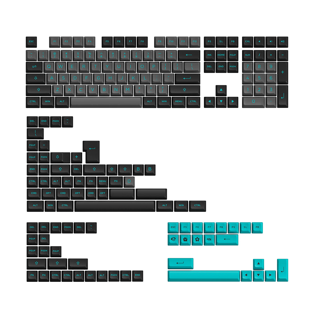 Akko Black & Cyan (ANSI) Keycap Set - InputGear DE
